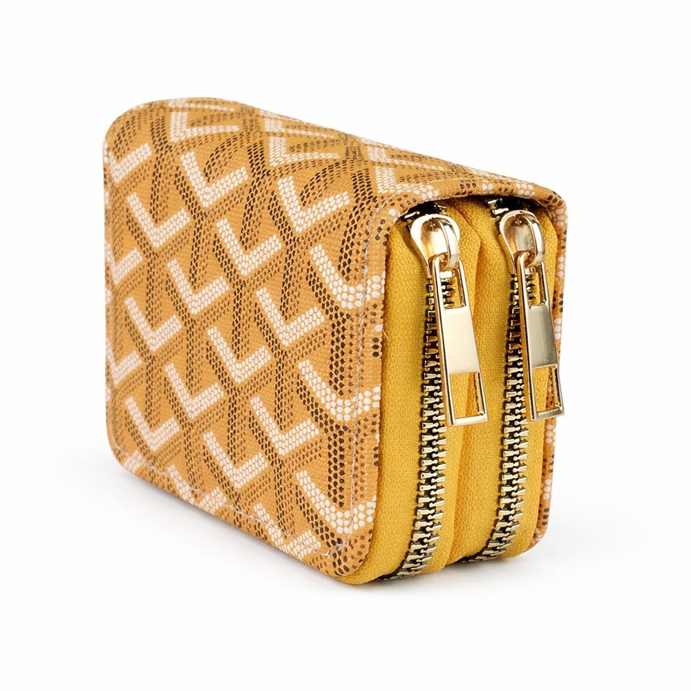 Luxury Compact Card Holder in Jaune/Yellow | Structured Accordion Travel Wallet - Picture 3 of 4